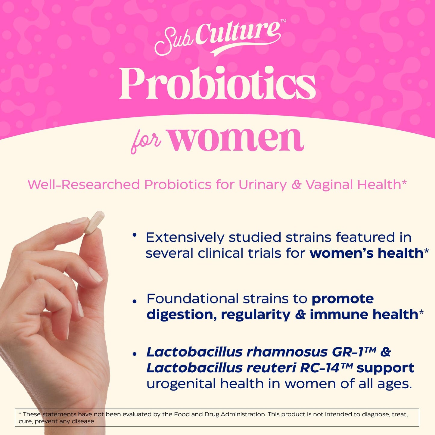 SubCulture Probiotics for Women – 50B CFU, Vaginal & Urinary Health | Enzymedica
