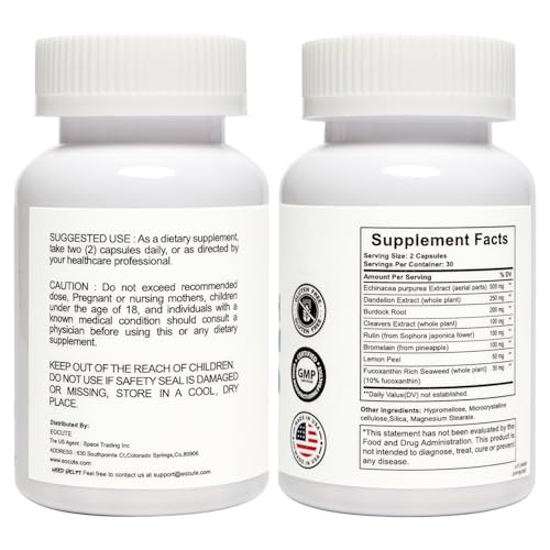 EOCUTE Lymph System Support Supplement with Dandelion Extract, Cleavers & Burdock Powder – 60 Count
