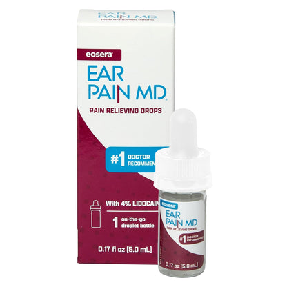 Eosera Ear Pain MD 4% Lidocaine Ear Drops – Maximum Strength Earache Relief for Adults & Kids (5 mL) | Earwax MD