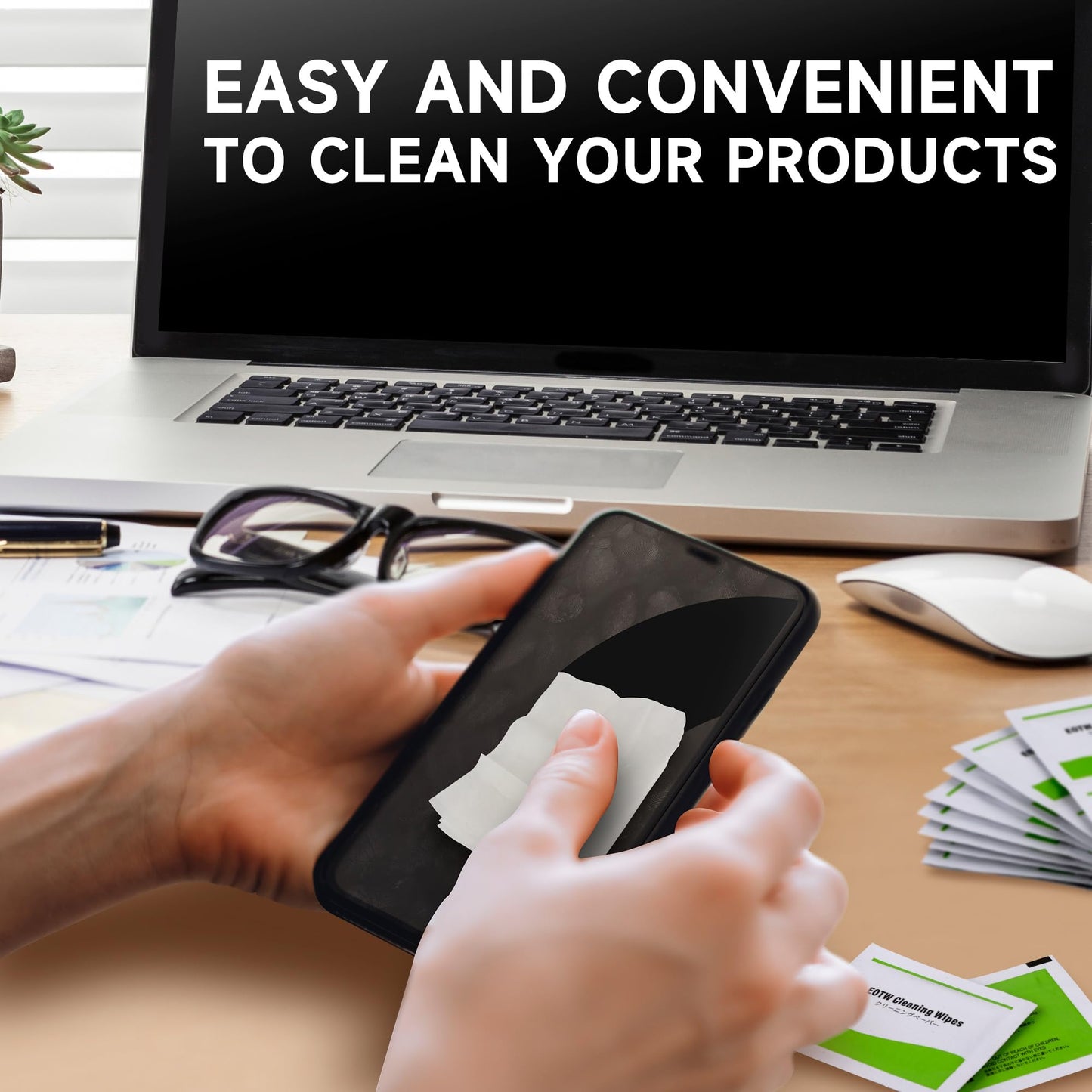 EOTW Computer Screen Wipes – 120 Individually Wrapped, Pre-moistened Cleaner for iPhone, iPad, Tablet, Laptop