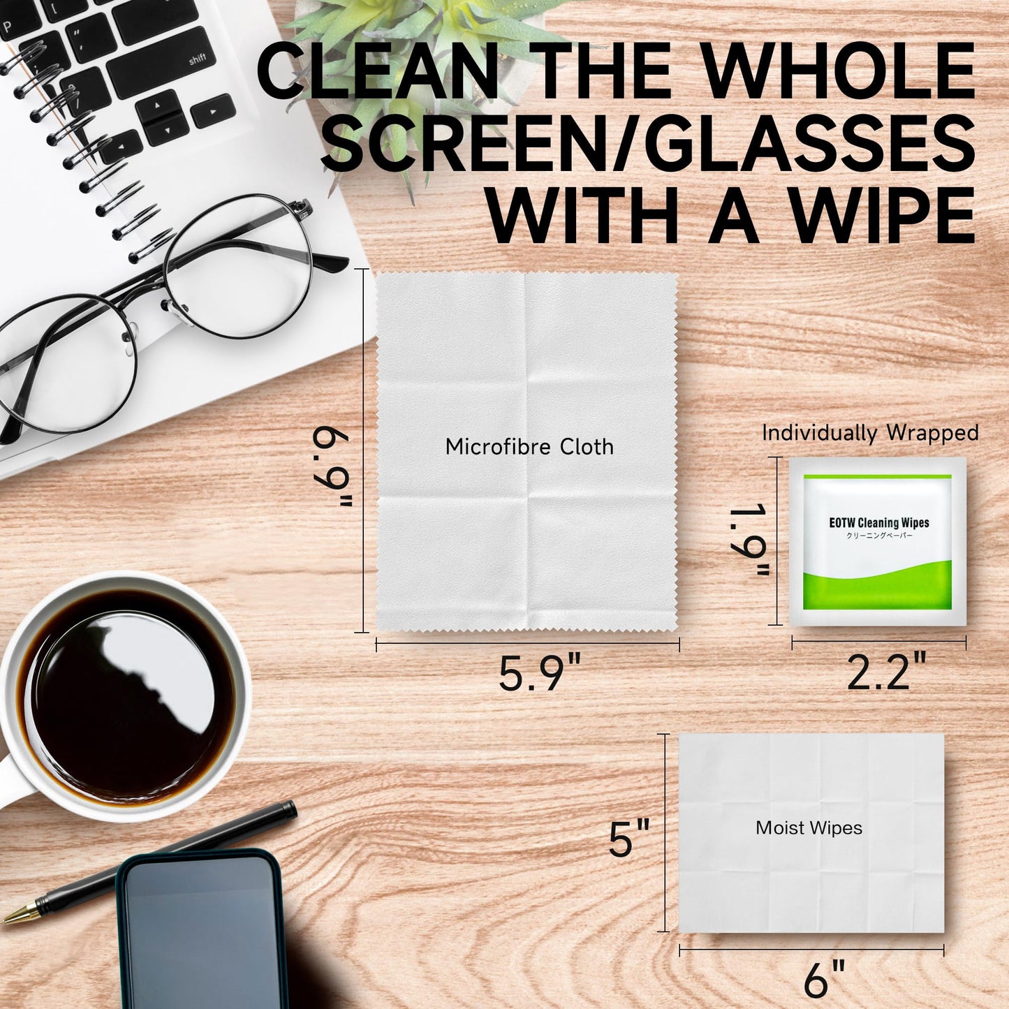 EOTW Computer Screen Wipes – 120 Individually Wrapped, Pre-moistened Cleaner for iPhone, iPad, Tablet, Laptop