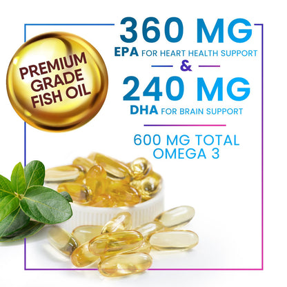 Omega 3 Fish Oil 2400 mg – Triple Strength, Sustainably Sourced | Nature's Peak | 120 Softgels