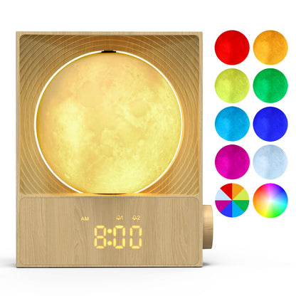 Epochleno Sunrise Alarm Clock — 360° Moonlight, 10 White Noise Sounds, Dual Alarm & Snooze