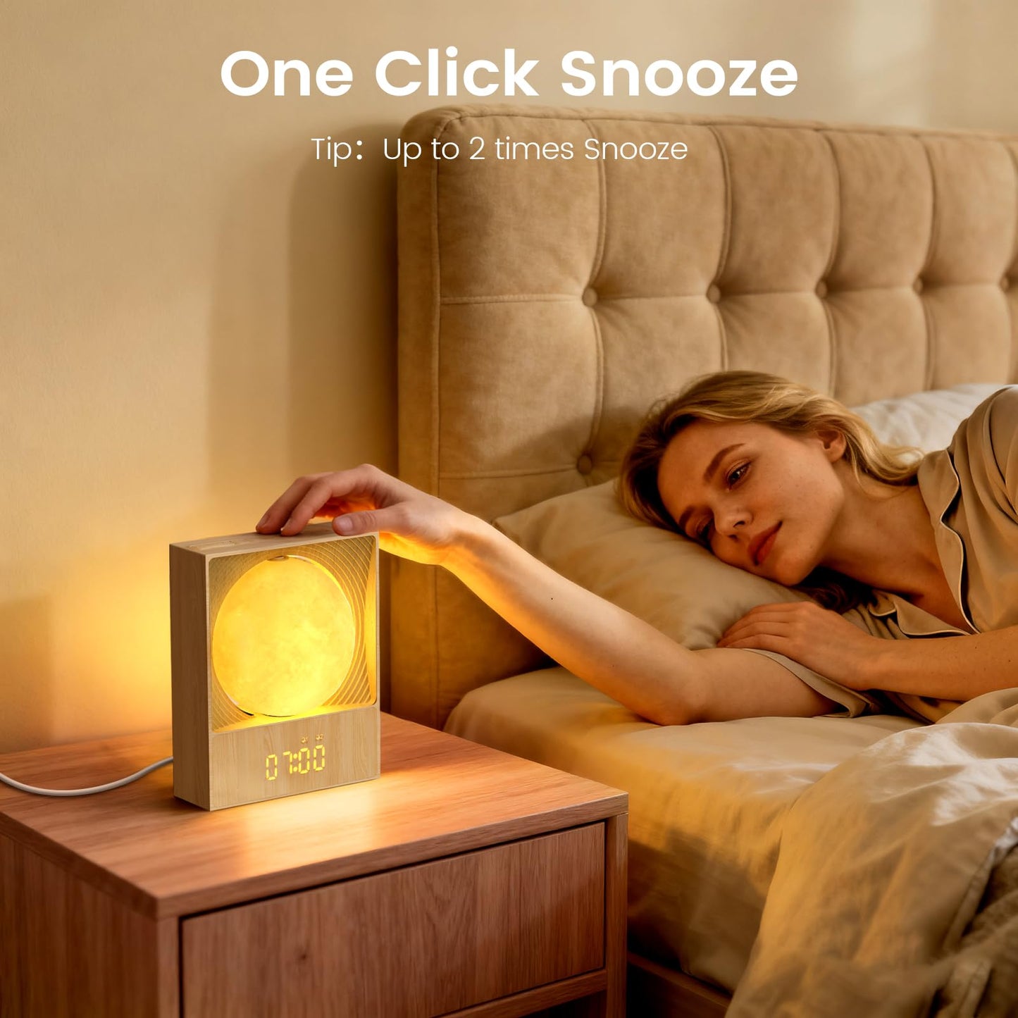 Epochleno Sunrise Alarm Clock — 360° Moonlight, 10 White Noise Sounds, Dual Alarm & Snooze