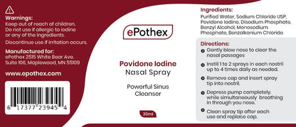 EPOTHEX 1% Povidone Iodine Nasal Spray — Travel-Ready Nasal Cleanser