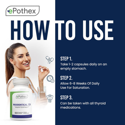 EPOTHEX Bioidentical T2 - Integrative Thyroid Support | Metabolism & Energy | 60 Capsules (2 mo)