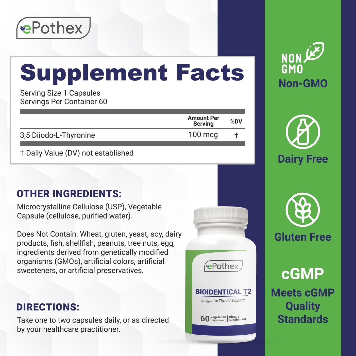 EPOTHEX Bioidentical T2 - Integrative Thyroid Support | Metabolism & Energy | 60 Capsules (2 mo)