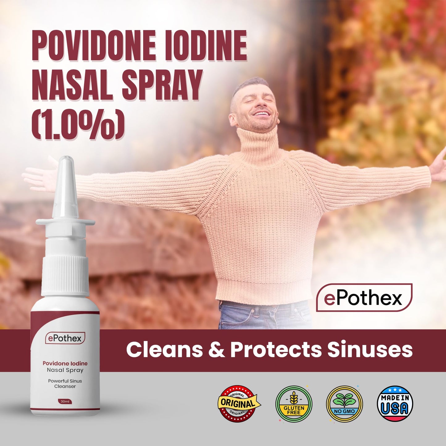 EPOTHEX 1% Povidone Iodine Nasal Spray — Travel-Ready Nasal Cleanser