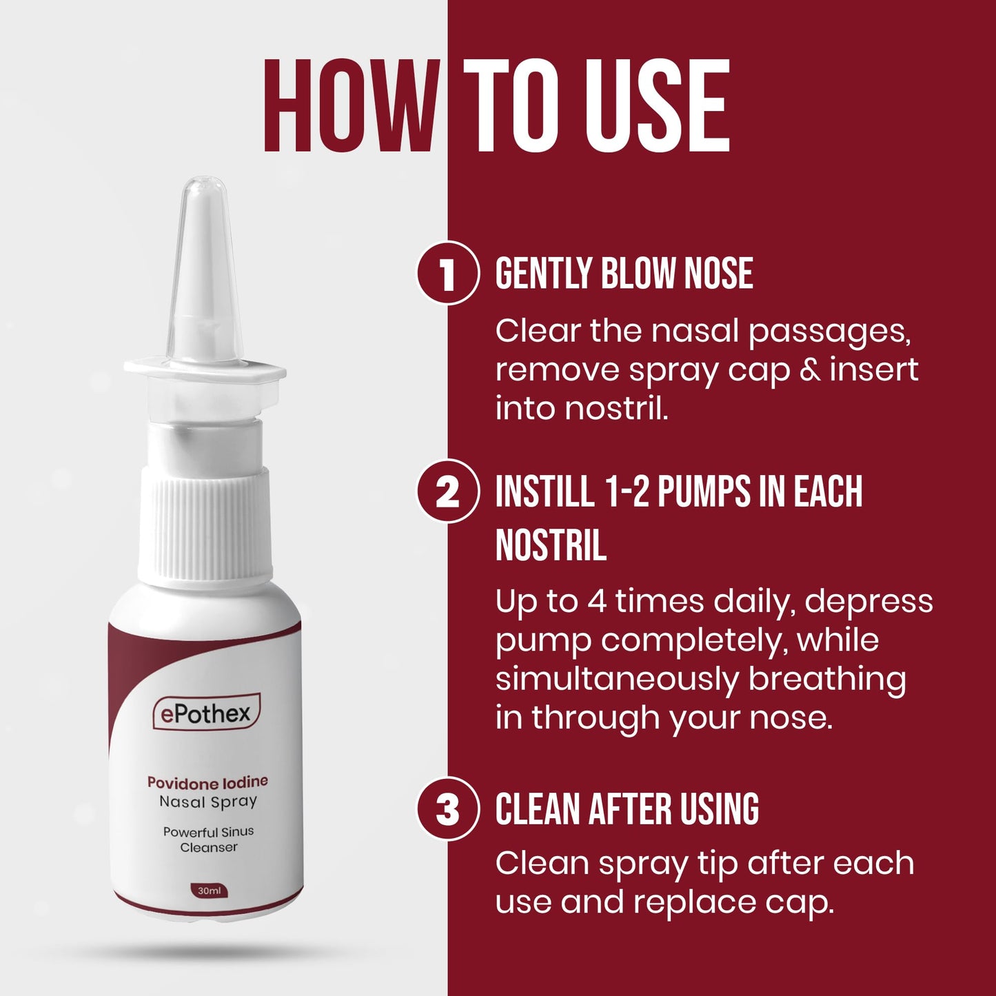 EPOTHEX 1% Povidone Iodine Nasal Spray — Travel-Ready Nasal Cleanser