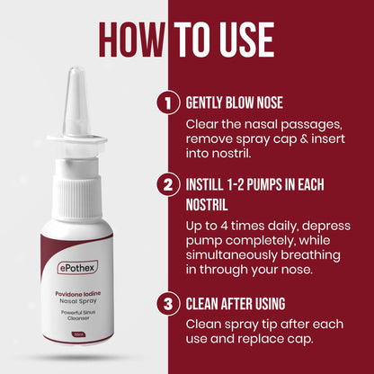 EPOTHEX 1% Povidone Iodine Nasal Spray — Travel-Ready Nasal Cleanser