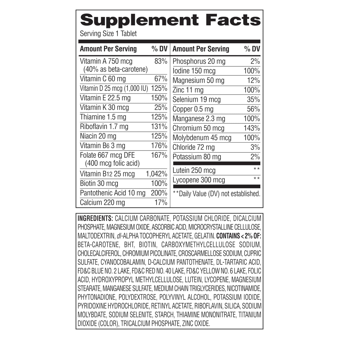 Equate 50+ One Daily Multivitamin – Compare to Centrum Silver (2-pack)