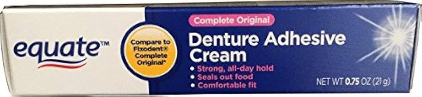 Equate Complete Original Denture Adhesive Cream 0.75 oz | All-Day Hold