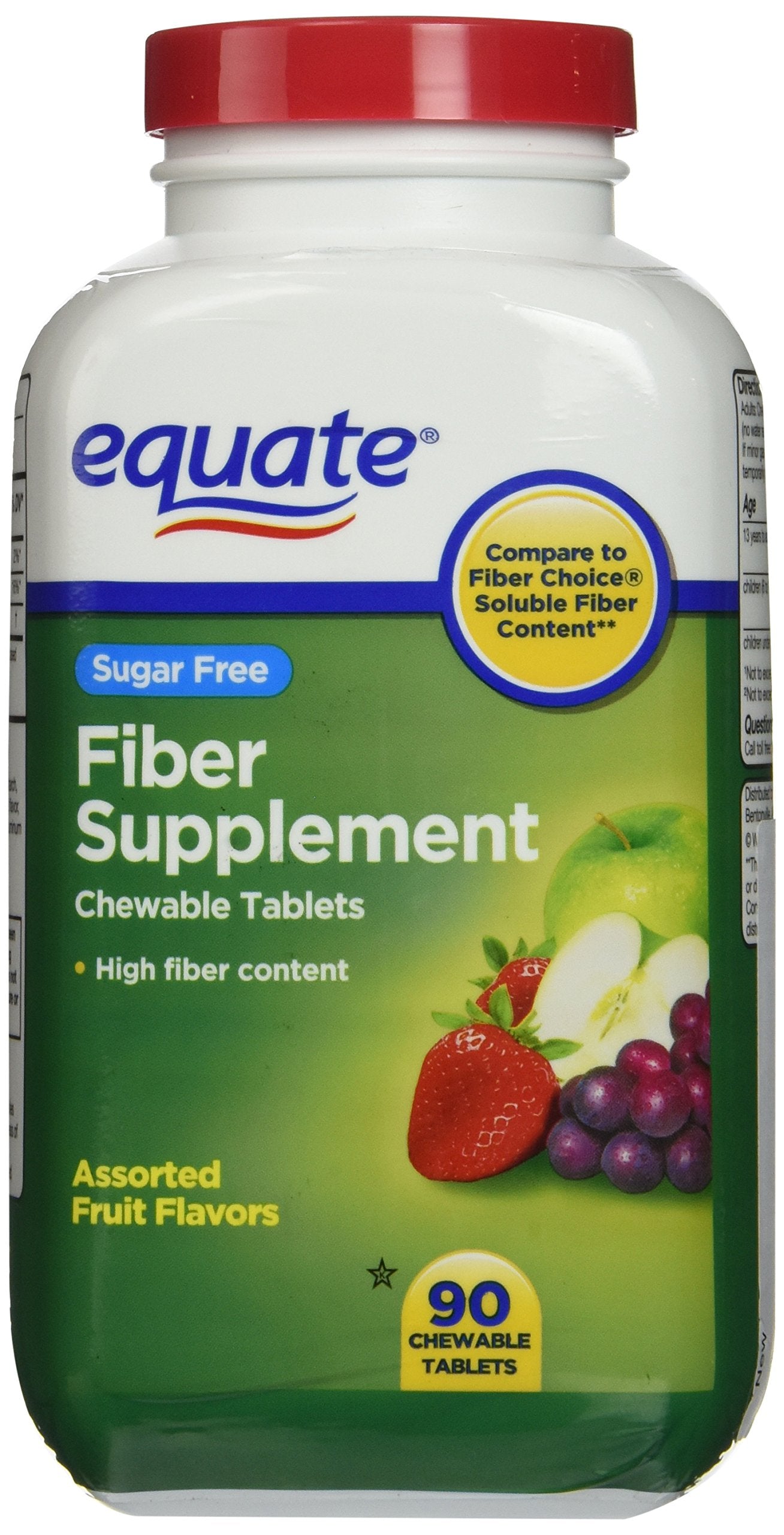 Equate Fiber Supplement - 90 Chewable Tablets (Compare to Fiber Choice)