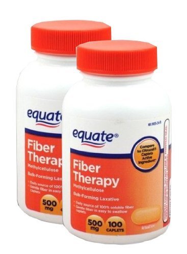 Equate Fiber Therapy 500mg - Two 100ct Bottles | Digestive Health Support