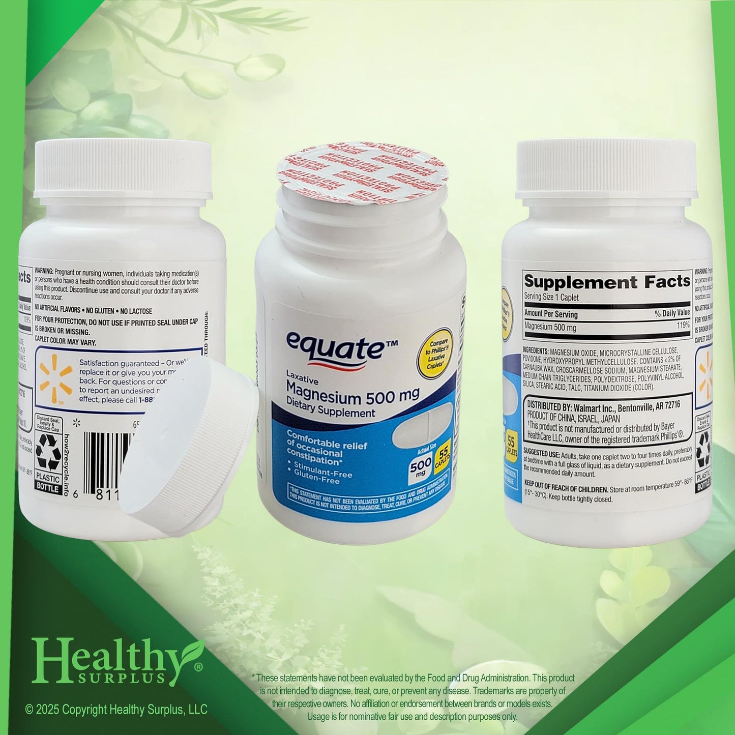 Equate Magnesium 500 mg - 55 Caplets | Vital Volumes