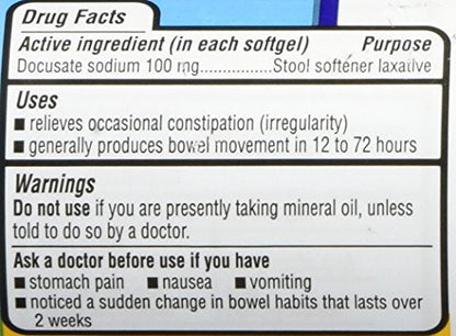 Equate Stool Softener 100 mg - 140 Capsules | Compare to Colace