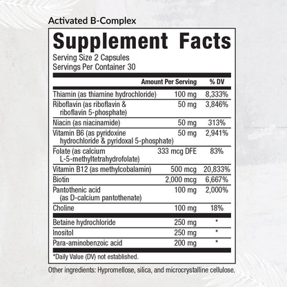 Equilife Activated B Complex – Energy, Hair, Skin, Nails Support | Gluten Free & Vegan