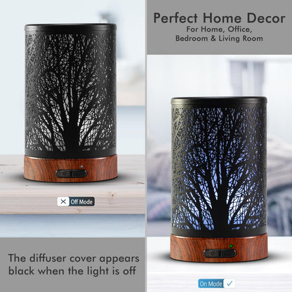 EQUSUPRO 150ml Essential Oil Diffuser – Black Metal, Auto Shut-Off, 7-Color LED