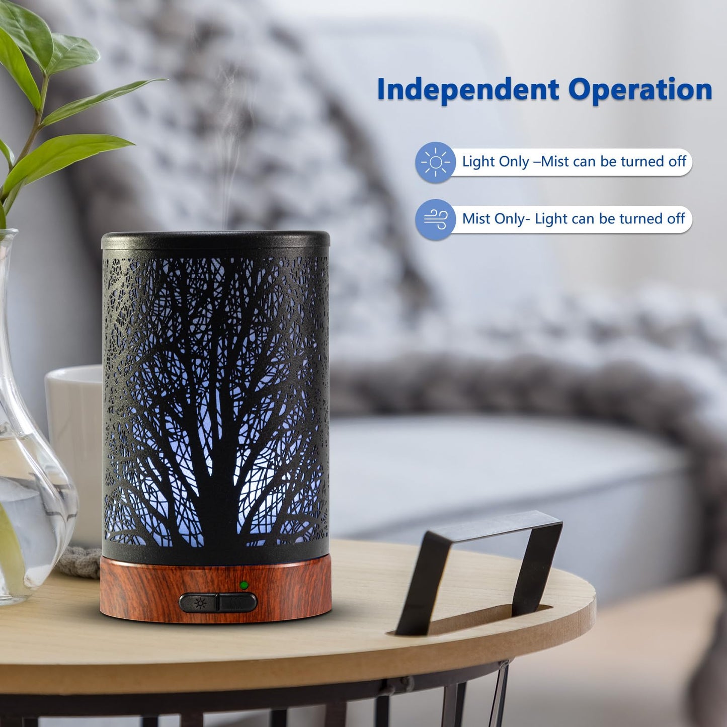 EQUSUPRO 150ml Essential Oil Diffuser – Black Metal, Auto Shut-Off, 7-Color LED