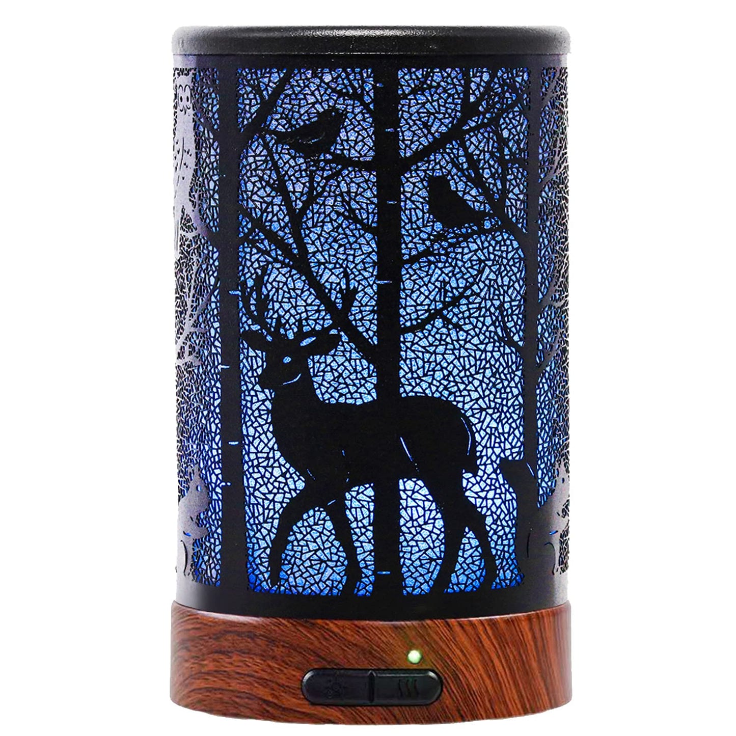 EQUSUPRO 150ml Metal Essential Oil Diffuser – Ultrasonic Cool Mist, Auto Shut-Off, 7-Color LED, Deer Pattern