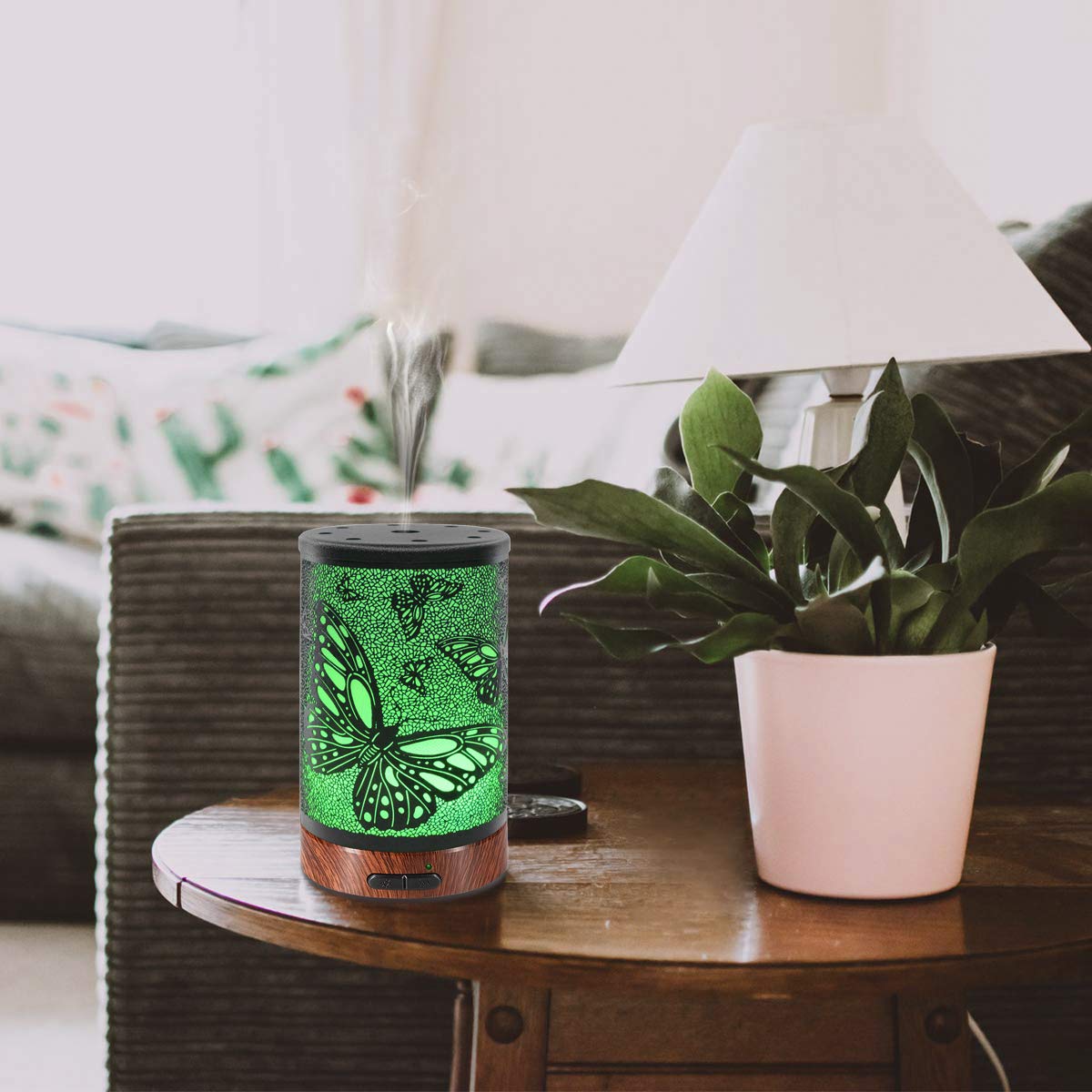 EQUSUPRO Essential Oil Diffuser 150ml Black Metal – Ultrasonic Cool Mist, Auto Shut-Off, 7-Color LED