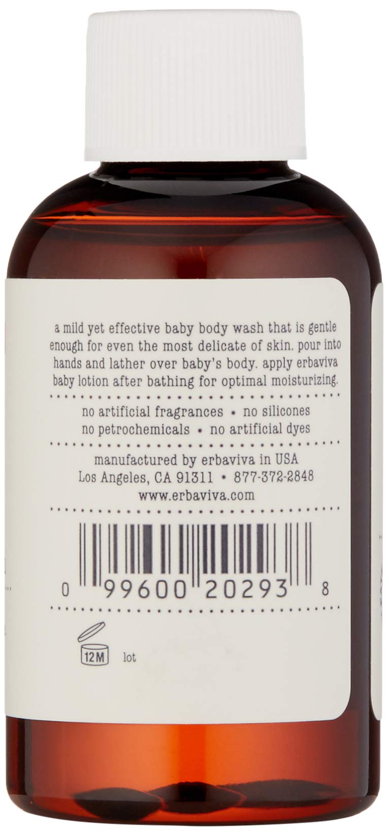 erbaviva Baby Body Wash, 2 Fl Oz – Organic Gentle Baby Cleanser