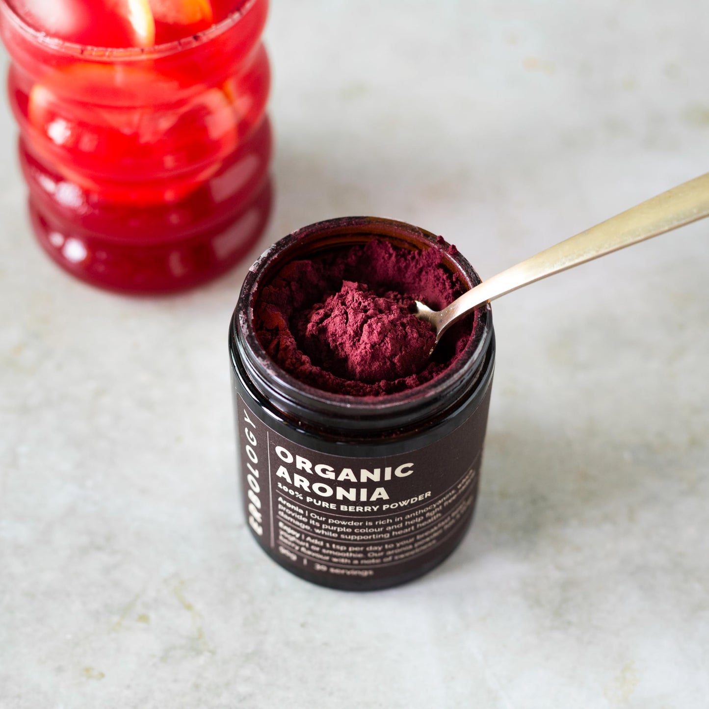 Erbology Organic Aronia Berry Powder 3.2 oz – 30 Servings | Skin Health & Anthocyanins