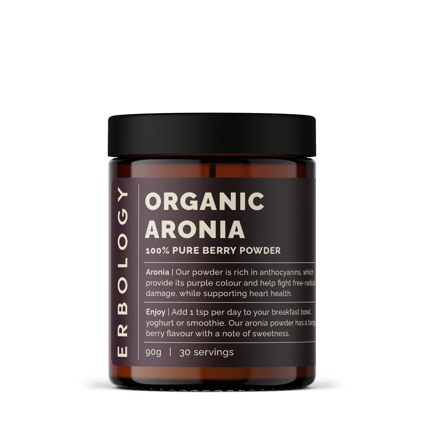Erbology Organic Aronia Berry Powder 3.2 oz – 30 Servings | Skin Health & Anthocyanins