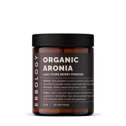 Erbology Organic Aronia Berry Powder 3.2 oz – 30 Servings | Skin Health & Anthocyanins