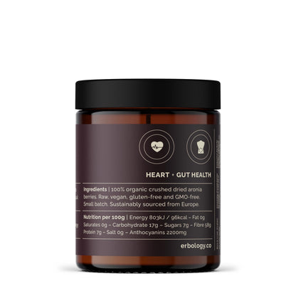 Erbology Organic Aronia Berry Powder 3.2 oz – 30 Servings | Skin Health & Anthocyanins