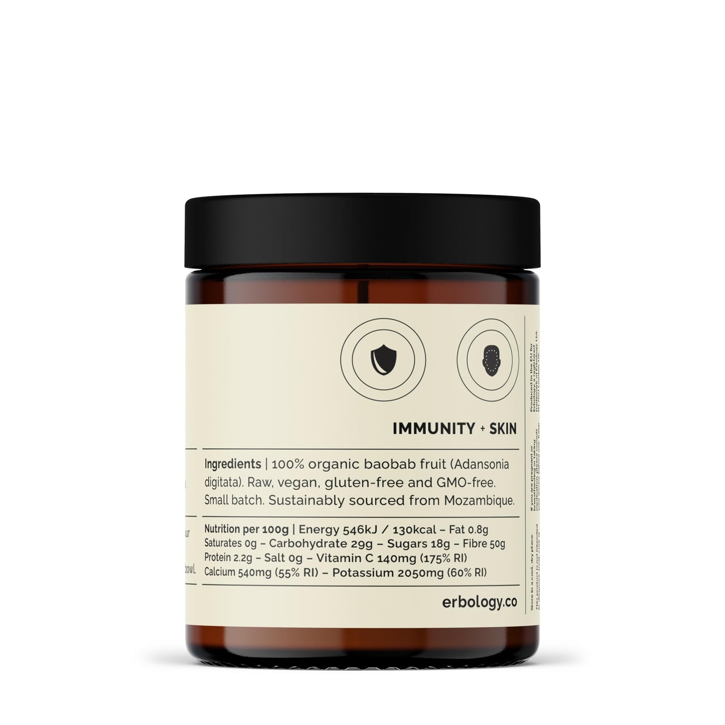 Erbology Organic Baobab Powder 3.2 oz – Skin Health & Immunity, Vegan