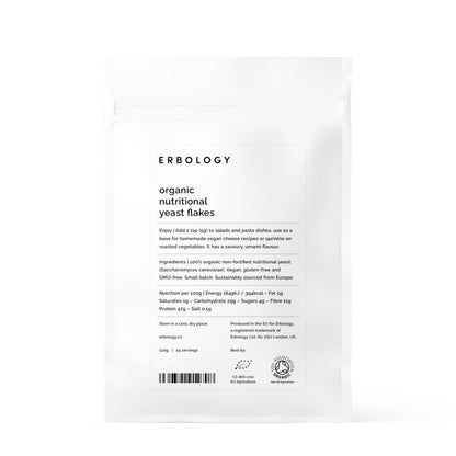 Erbology Organic Nutritional Yeast Flakes – 4.2 oz | Vegan, Gluten-Free, GMO-Free