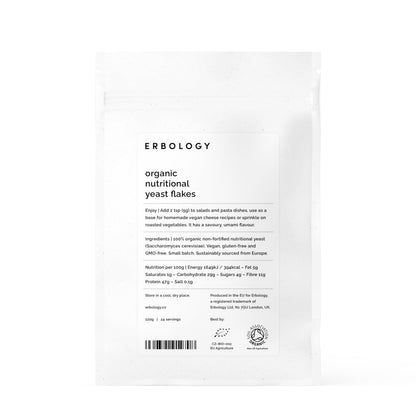 Erbology Organic Nutritional Yeast Flakes – 4.2 oz | Vegan, Gluten-Free, GMO-Free