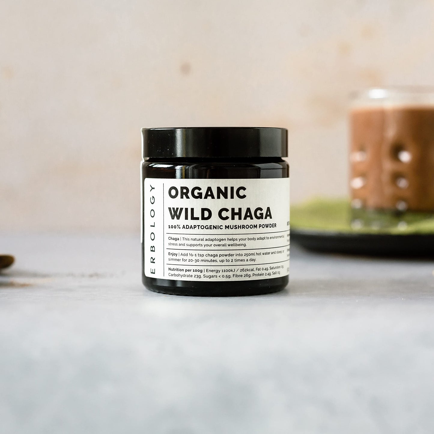 Erbology Organic Chaga Mushroom Powder – 50 Servings, 7% Beta-glucans