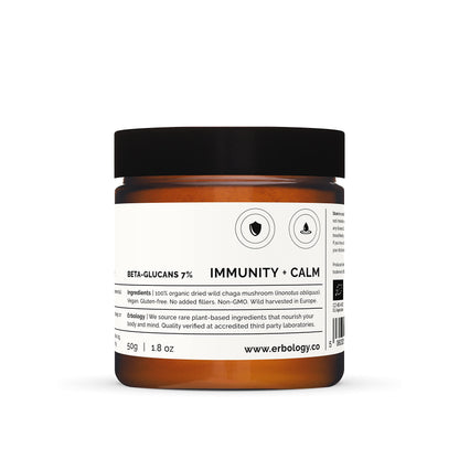 Erbology Organic Chaga Mushroom Powder – 50 Servings, 7% Beta-glucans
