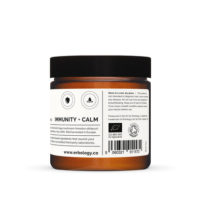 Erbology Organic Chaga Mushroom Powder – 50 Servings, 7% Beta-glucans
