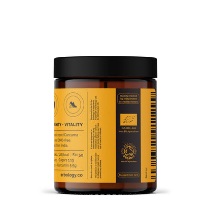Erbology Organic Turmeric Powder 3.2 oz – 90 Servings, 5.5% Curcumin