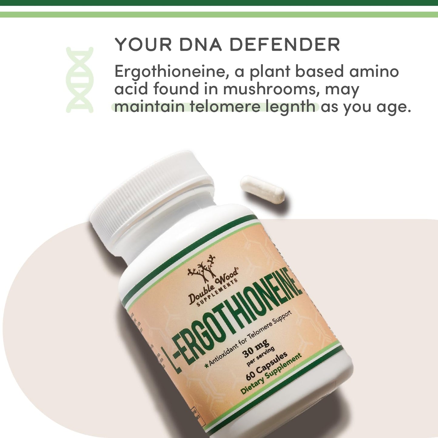 Ergothioneine 30mg – 60 Capsules | Vegan, Gluten Free, Non-GMO | Double Wood