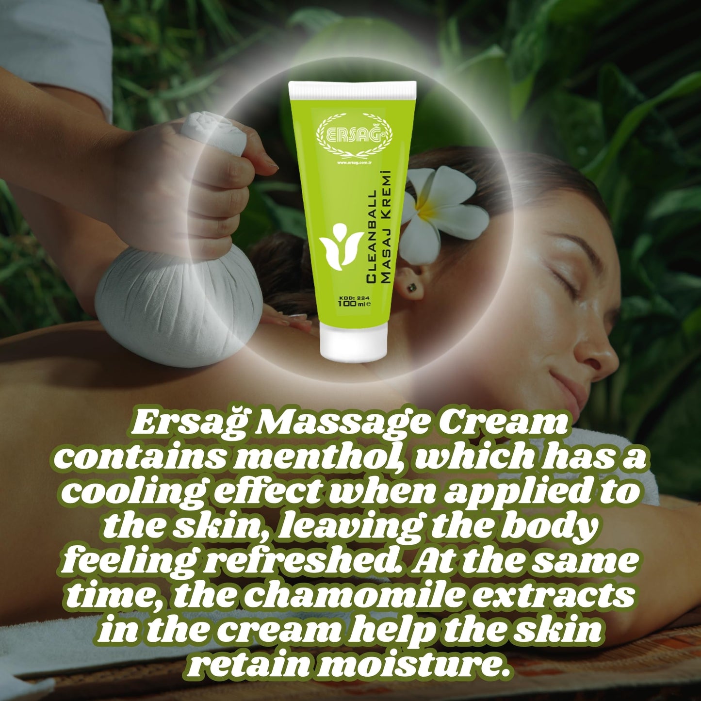 Ersay Clean Ball Massage Cream – Headache Relief, Aloe Vera, 3.5oz (2 Pack)