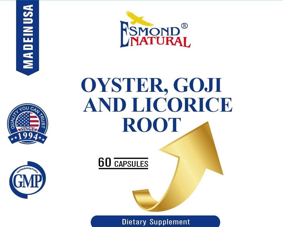 Esmond Natural Oyster Goji Licorice Root Complex – GMP, Natural Product Assn Certified, Made in USA 60 Capsules