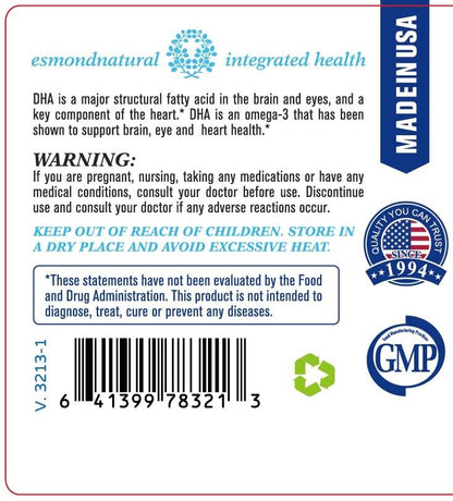 Esmond Natural DHA Algal Oil 500mg – 60 Softgels | Made in USA, GMP