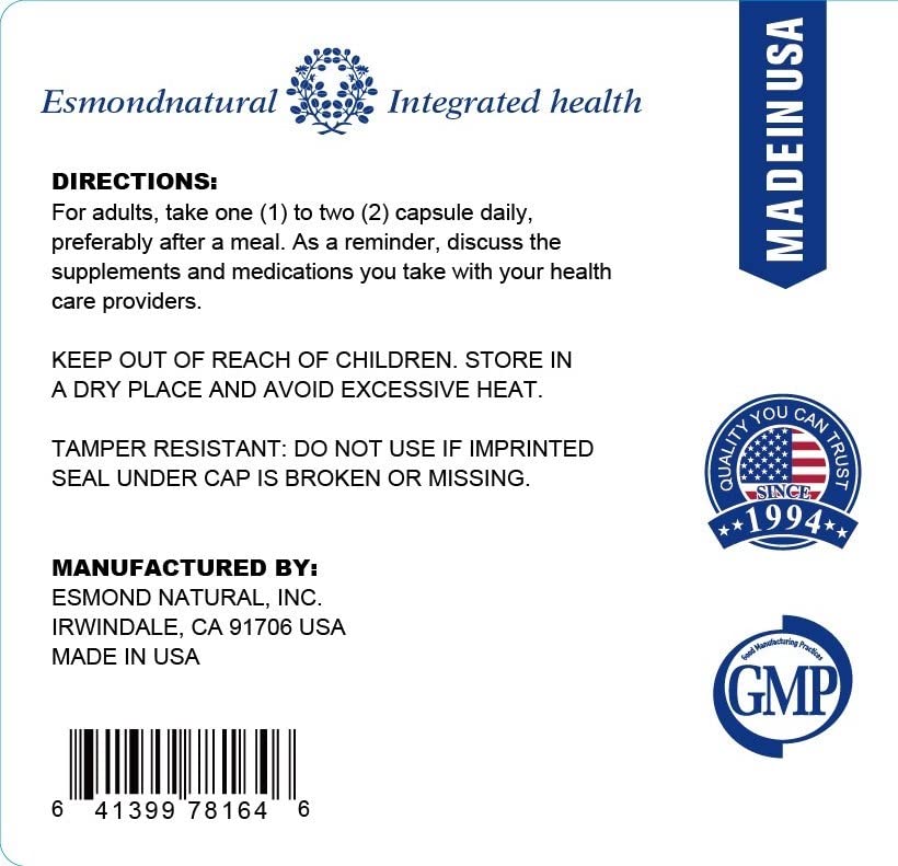 Esmond Natural Oyster Goji Licorice Root Complex – GMP, Natural Product Assn Certified, Made in USA 60 Capsules