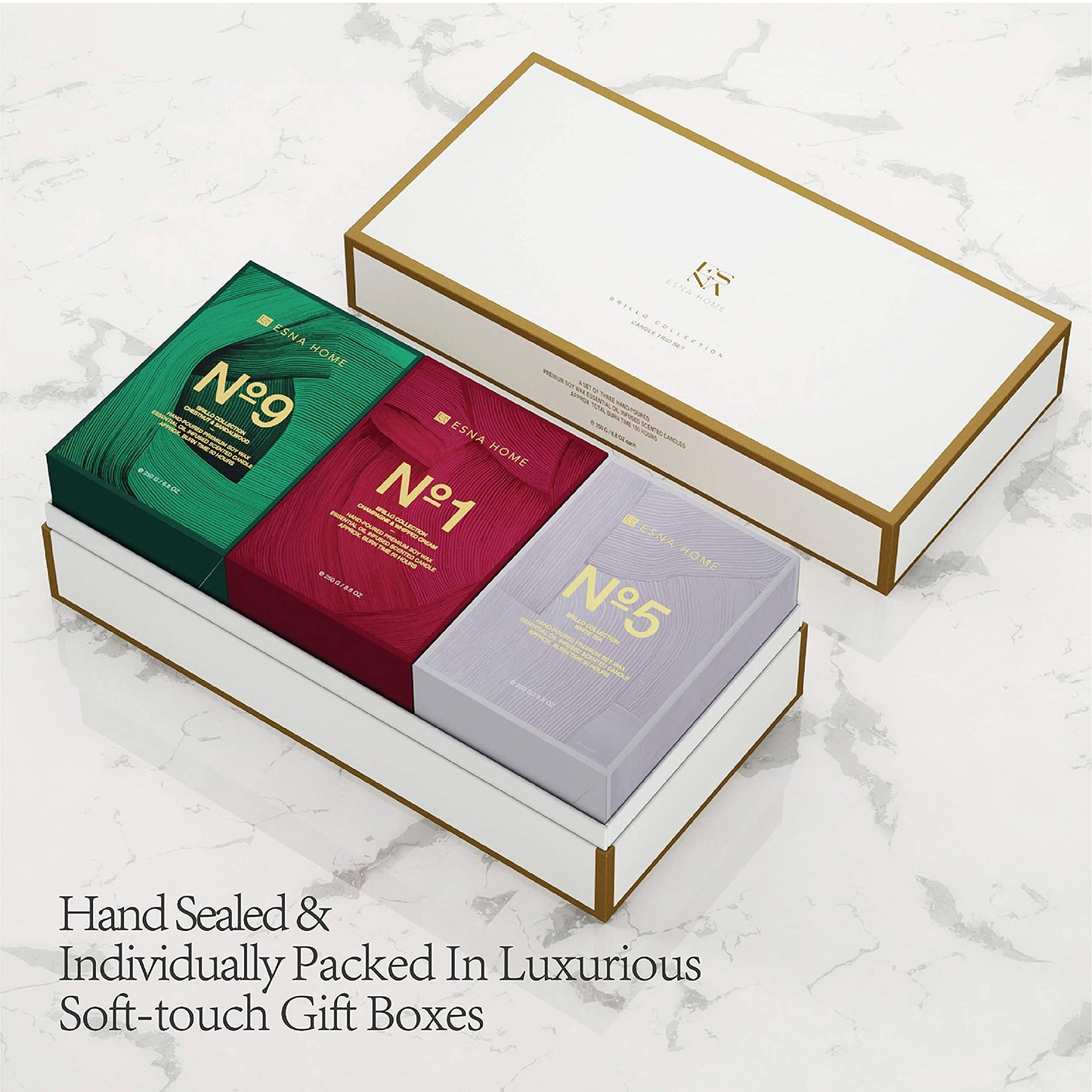ESNA HOME Trio Gift Set — 3 Premium All-Natural Soy Candles for Home & Gifting