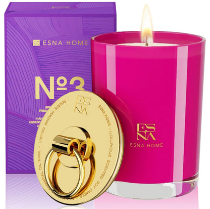 ESNA HOME Lavender Aromatherapy Soy Candle — 50-Hour Burn Time, Gold Lid