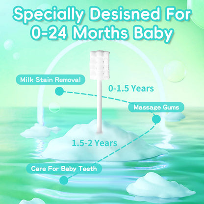 Esonto Baby Tongue Cleaner Toothbrush 30Pcs – Disposable Infant Toothbrushes + 2 Soft Finger Brushes (Grey)