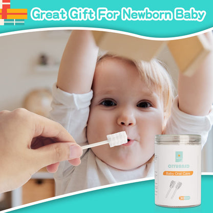 Esonto Baby Tongue Cleaner Toothbrush 30Pcs – Disposable Infant Toothbrushes + 2 Soft Finger Brushes (Grey)