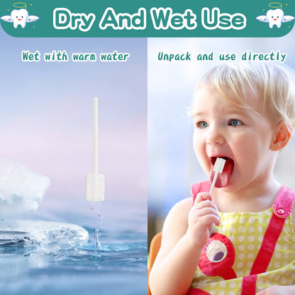 Esonto Baby Tongue Cleaner Toothbrush 32-Piece Disposable Infant Toothbrush Set with 2 Finger Brushes (Green) | Gentle Baby Oral Care