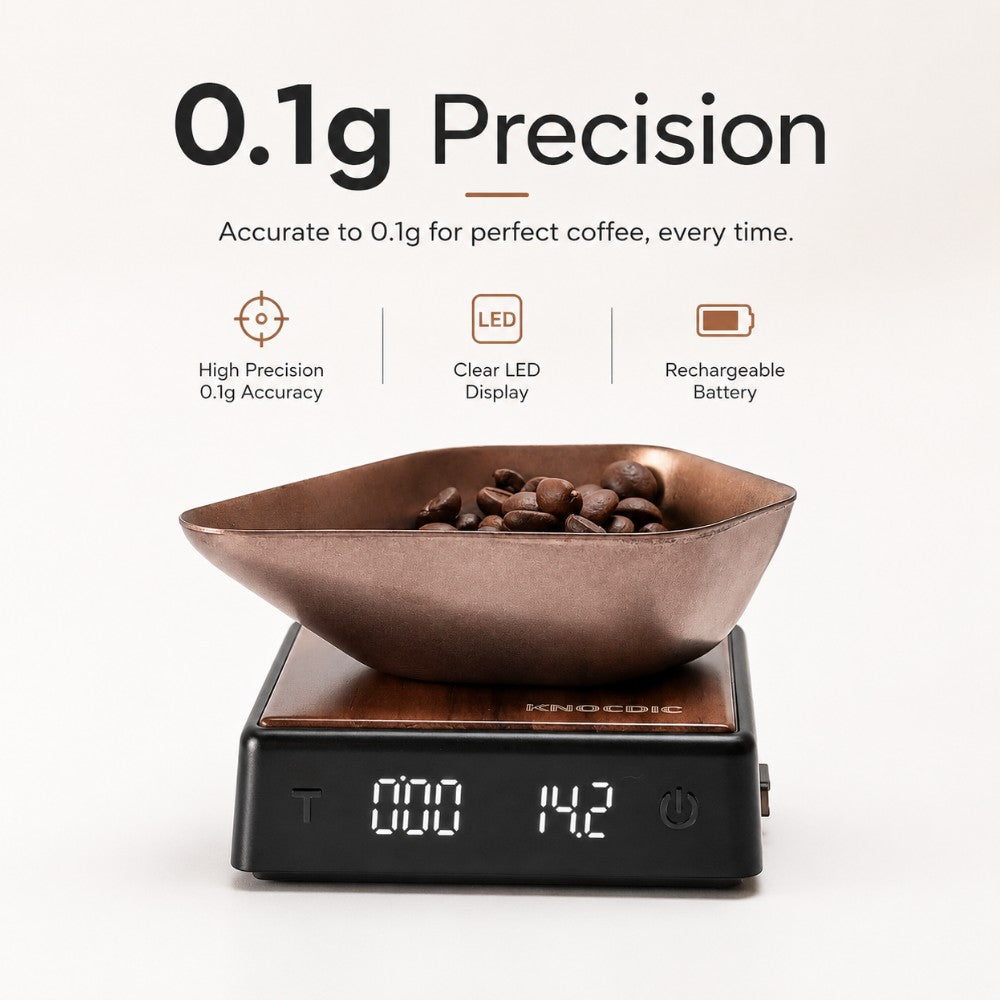 Mini Espresso Scale with Timer, 0.1g Precision KNOCDIC®