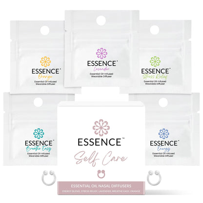 Essence Nasal Diffuser Self-Care Bundle | Wearable Aromatherapy Nose Rings for Stress, Energy & Mental Clarity
