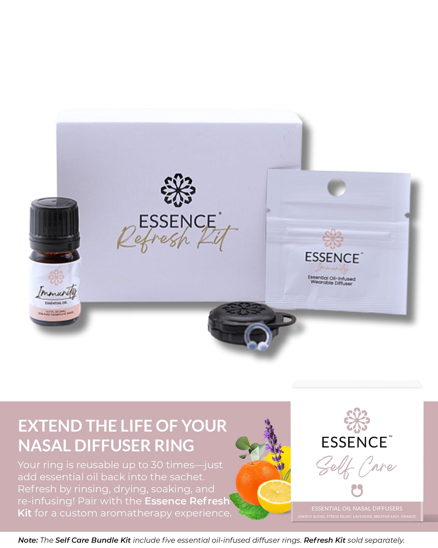 Essence Nasal Diffuser Self-Care Bundle | Wearable Aromatherapy Nose Rings for Stress, Energy & Mental Clarity